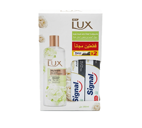 شاور جيل لوكس بالغاردينيا الحريرية 250 مل + 2 معجون اسنان مجانًا